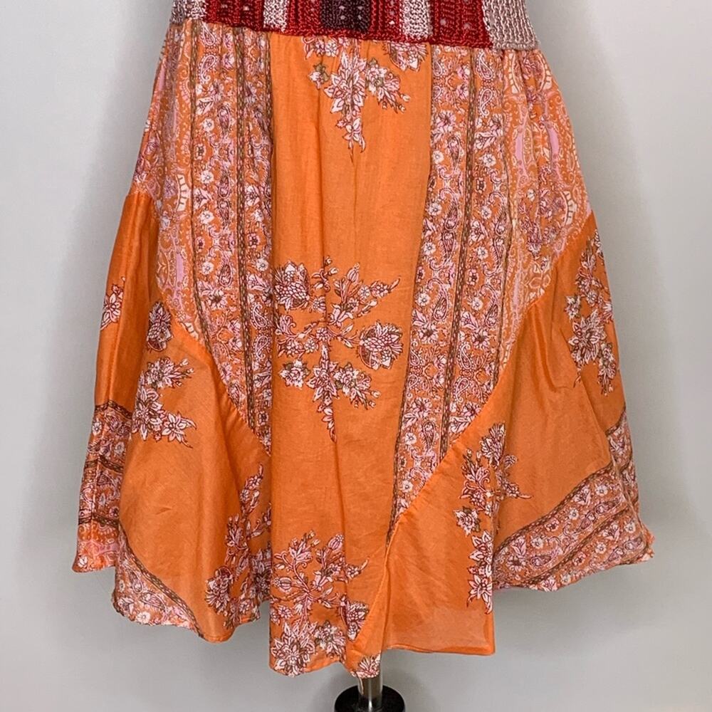 Free People Katie red orange crochet floral sleeveless dress size Small NWT - Picture 3 of 14